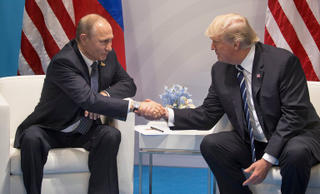 Russian President Vladimir V. Putin and President Donald Trump, shown in Hamburg on July 7, 2017, shared contempt for former President Barack Obama, a new book says. (Credit: Stephen Crowley/New York Times)